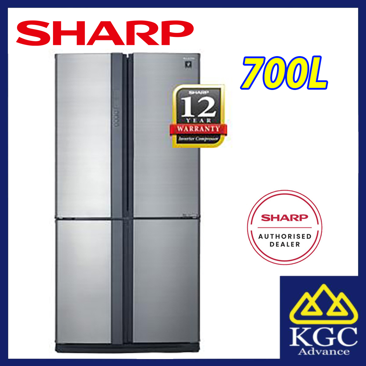 sharp 700l inverter refrigerator sjf85vmss