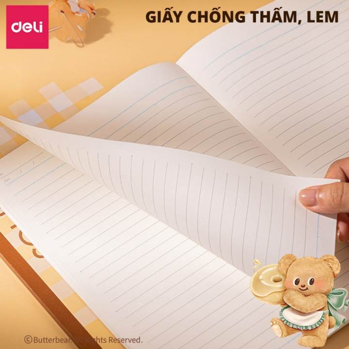 Vở Kẻ Ngang Deli BUTTER BEAR 80 Trang Vở Học Sinh Ghi Chép Đa Dạng Mẫu Mã Cấp 2 3 Đại Học Làm Quà Tặng Đồ Dùng Học Tập - Hình ảnh 6