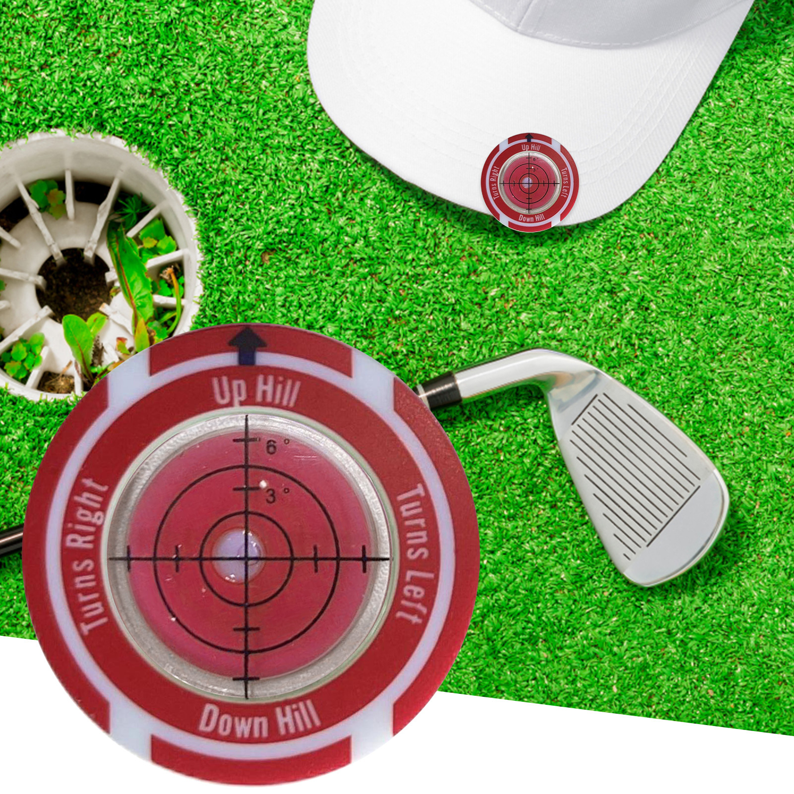 SHN Golf Putt Green Reader Golf Supplies Accurate Golf Putt Green Reader Compact Portable Green Reading Aid with Bubble Level Essential Golf Accessories