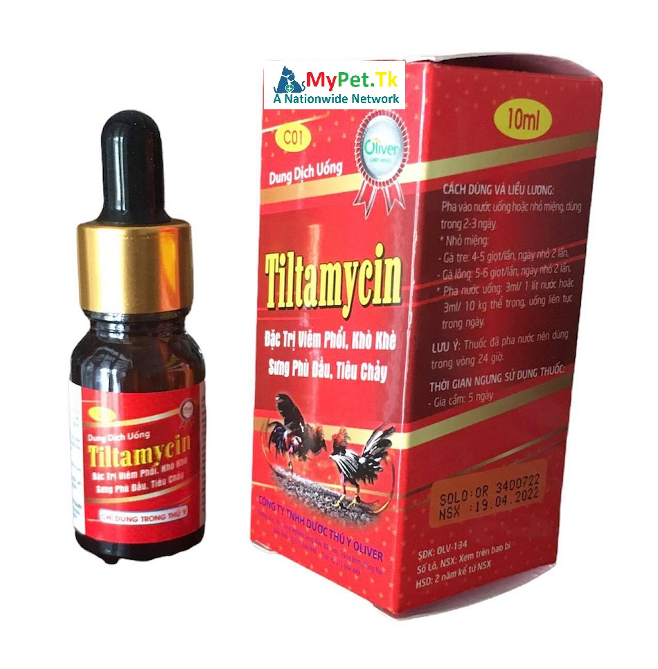Oliver Tiltamycin 10ml - viêm phổi, khò khè, sưng phù đầu, tiêu chảy