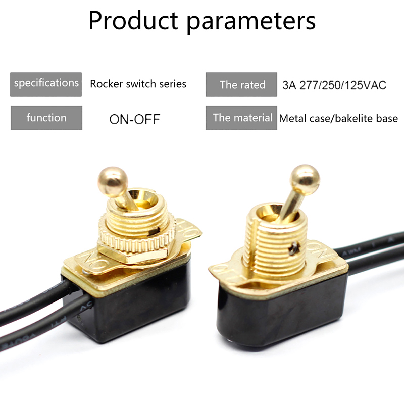 AC 250V 6A On/Off Prewired Standard Toggle Switch With Wire Cable MT ...