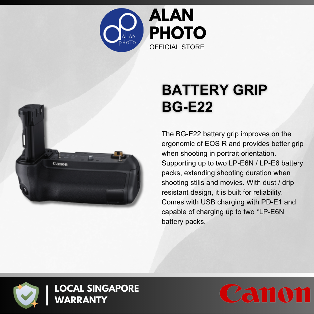 Canon BG-E22 Battery Grip for EOS R Canon Singapore Warranty