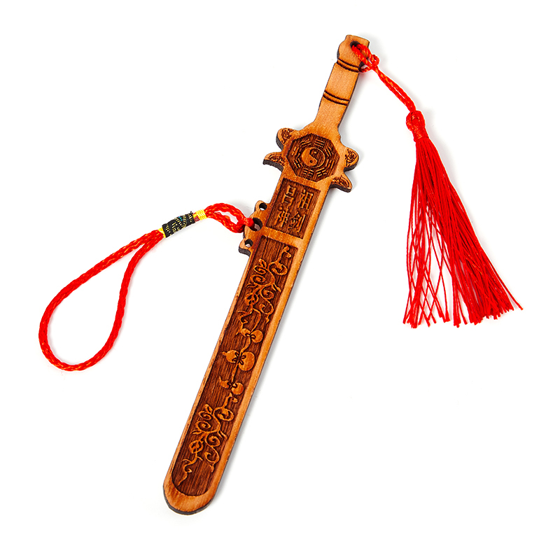 Feng Shui Tai Chi Eight Diagrams The Peach carving Wood Sword Handicraft Home Carving Decoration Accessories Decor. 