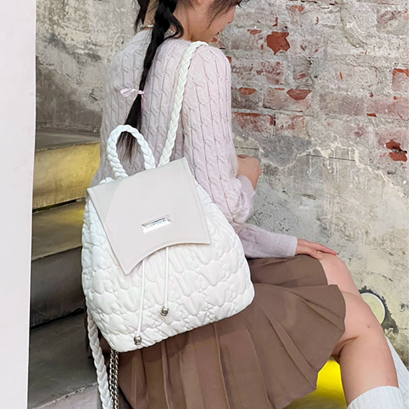 ELACCENT women's backpack women's bag backpack ins style cute school bag female student drawstring pocket drawstring chain bag