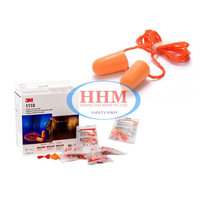 Bộ 5 cặp Nút tai chống ồn 3M 1110 - có dây(Orange)