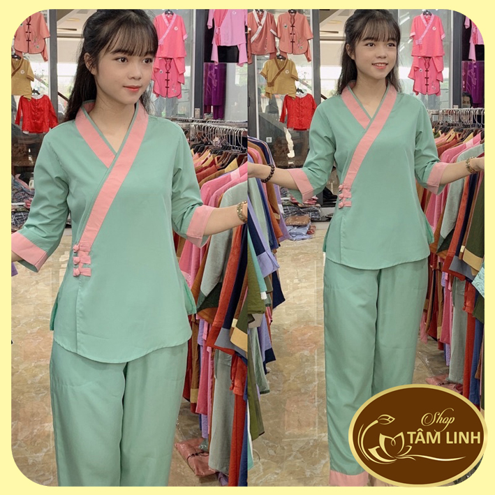Đồ Lam Đi Chùa _ Mẫu Tim 3 Nút