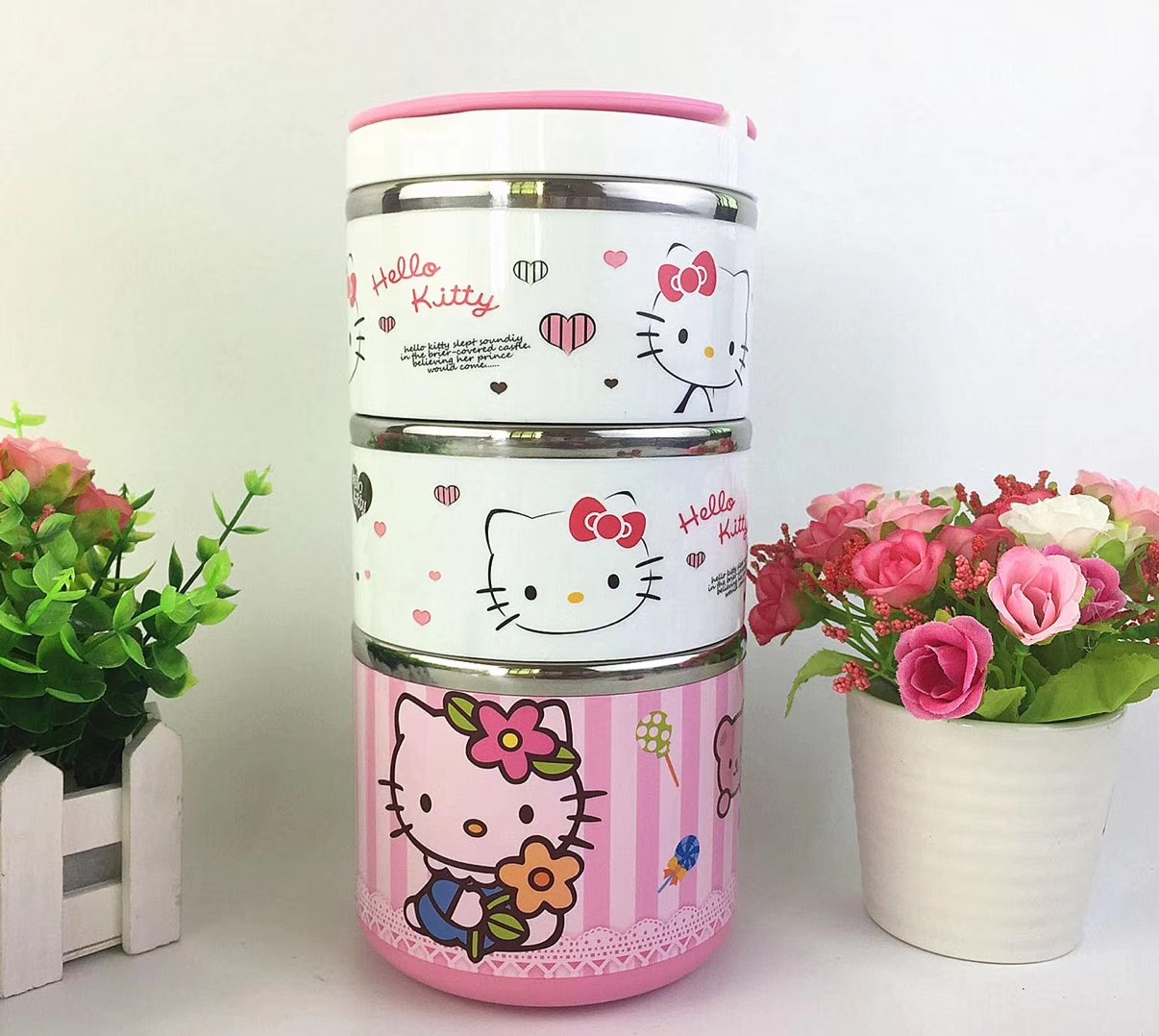 [HCM]hộp cơm 3 tầng doremon, kitty, minion - hộp cơm 3 tầng