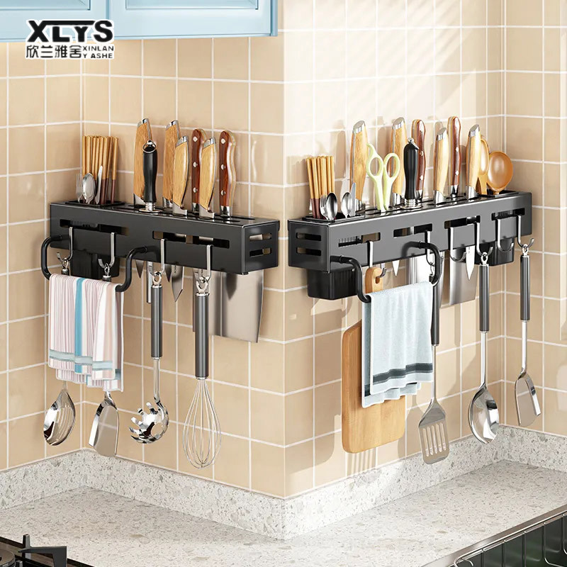 XINLANYASHE [Miễn Phí Vận Chuyển]Không máy dập chủ đa chức năng giá treo tường nhà bếp dày giá cắt dụng cụ nhà bếp giá lưu trữ
