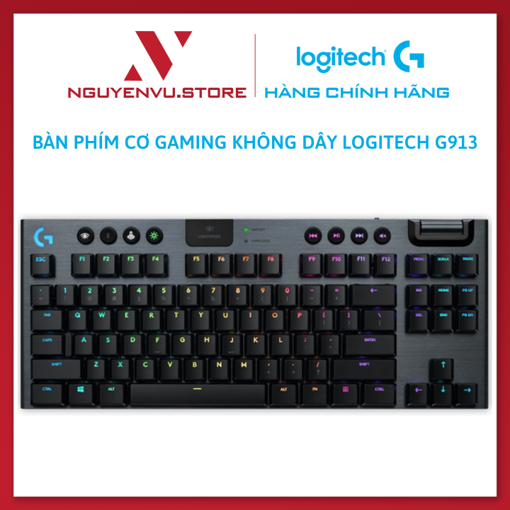Lightspeed Logitech g913 TKL Wireless Mechanical Gaming Keyboard-no keypad, 3 type switch, Bluetooth/USB, RGB lightsync-authentic
