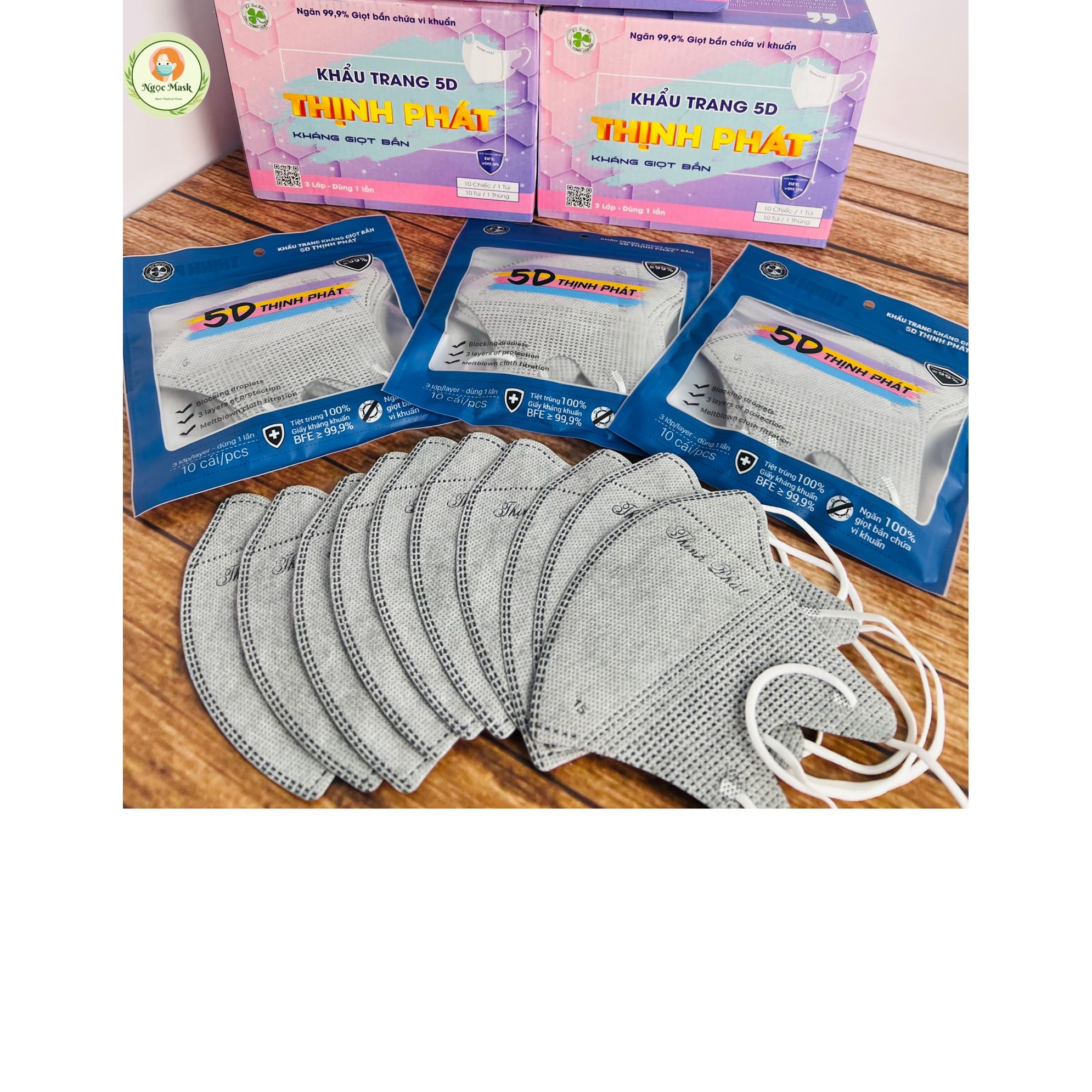 SET 100 CHIẾC KHẨU TRANG 5D THỊNH PHÁT