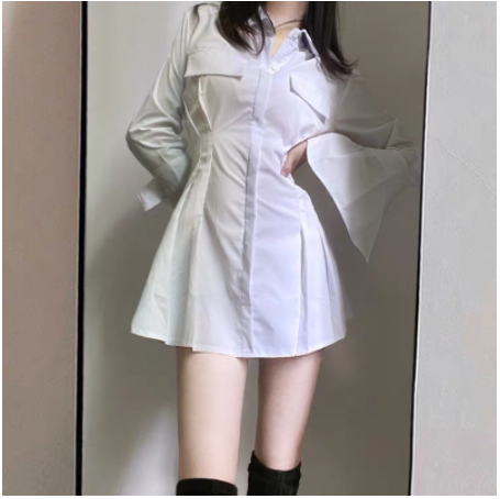 Đầm sơ mi tay dài sang trọng tôn dáng