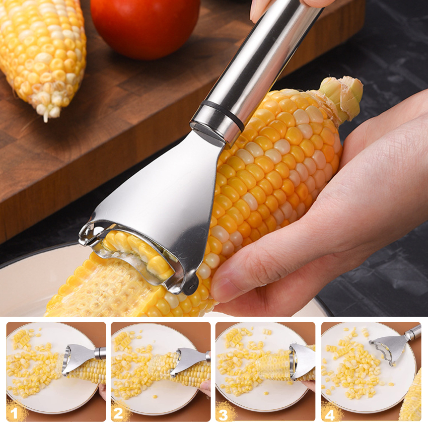 Corn Cutter Stainless Steel Corn Cob Peeler Tool Stripper with High Quality Ergonomic Handle Corn planer for Kitchen Meals Making