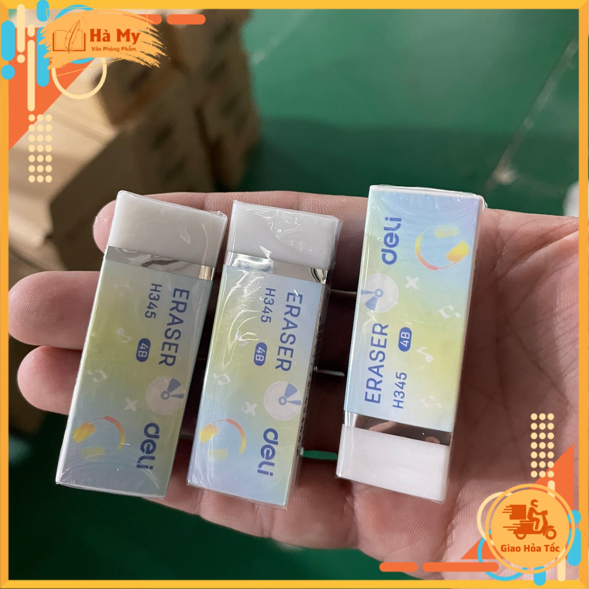 Gôm tẩy trắng không bụi 4B Deli H345 giúp tẩy xóa dễ dàng