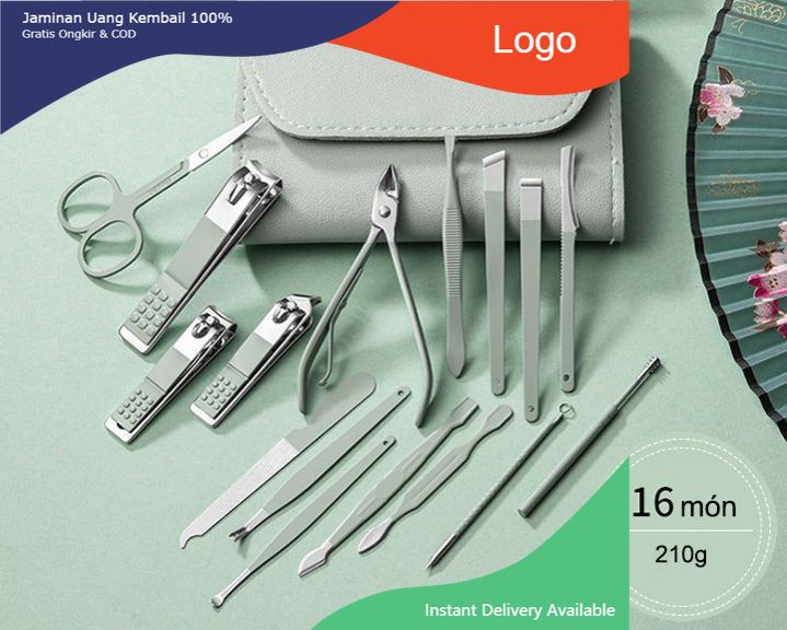 Bộ dụng cụ bấm móng tay dễ thương 18 món để chăm sóc móng, làm móng, lấy ráy tai, mụn kèm hộp cao cấp tiện dụng
