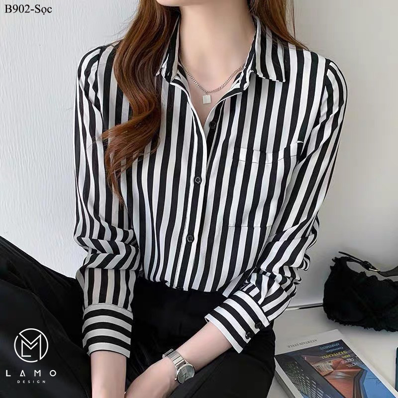 Áo sơ mi công sở nữ Lụa Mango cao cấp tay dài B902