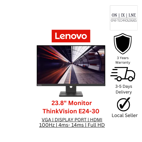 23.8” Lenovo Thinkvision E24-30 Monitor FHD IPS AG 3-sided