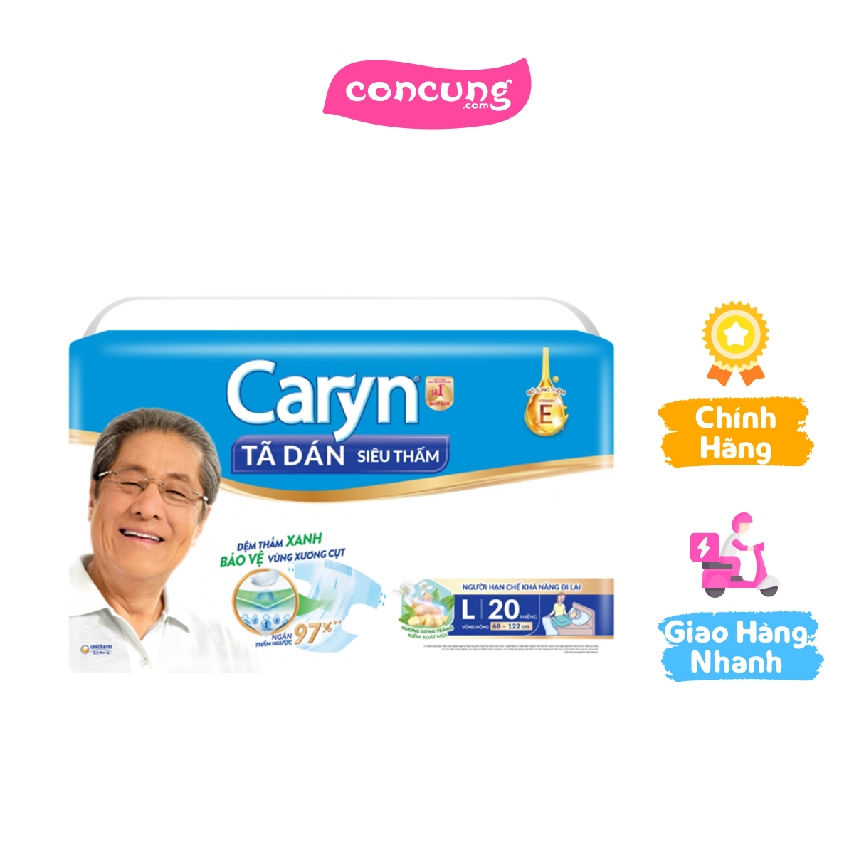 Tã dán giấy Caryn Siêu Thấm size L - 20 miếng