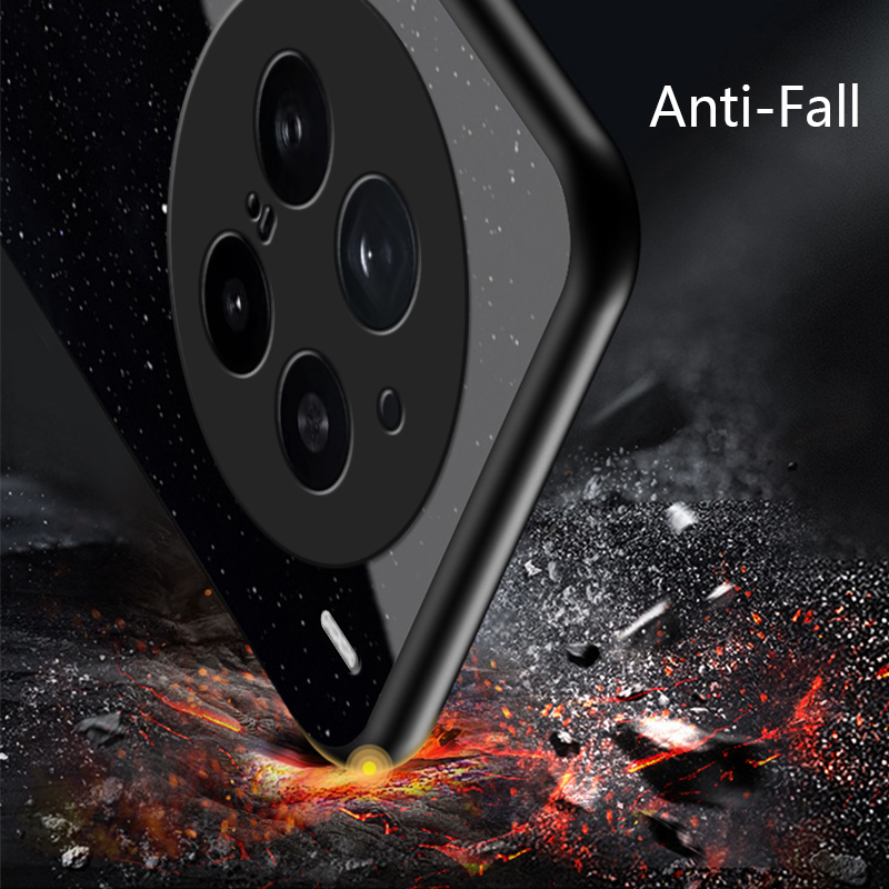 Biruiqu For VIVO X200 Pro Shockproof Starry Colorful Tempered Glass Back Soft Silicone Edge Case Cover. 