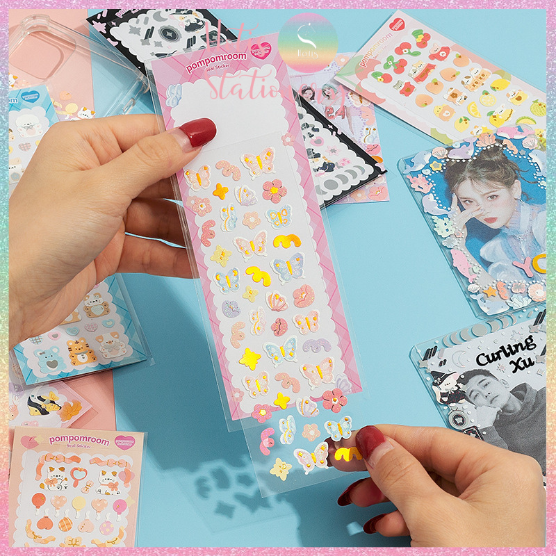 [HOTIS] [17 MẪU] Sticker trang trí card, toploader phong cách Hàn Quốc cán màng lấp lánh