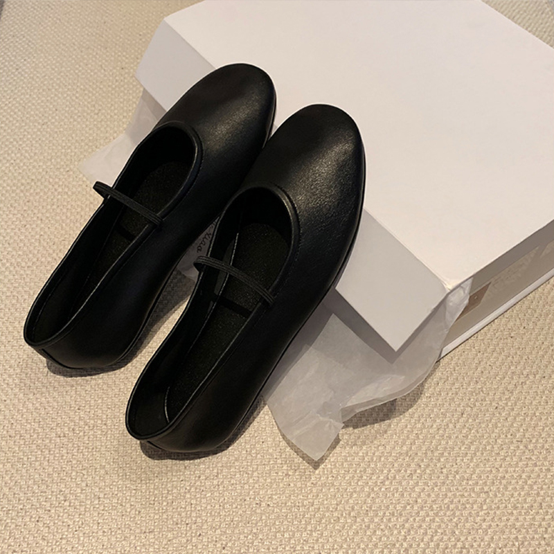 JZZL Giày Mary Jane Ballerina đế phẳng đế mềm bằng da mềm cho nữ