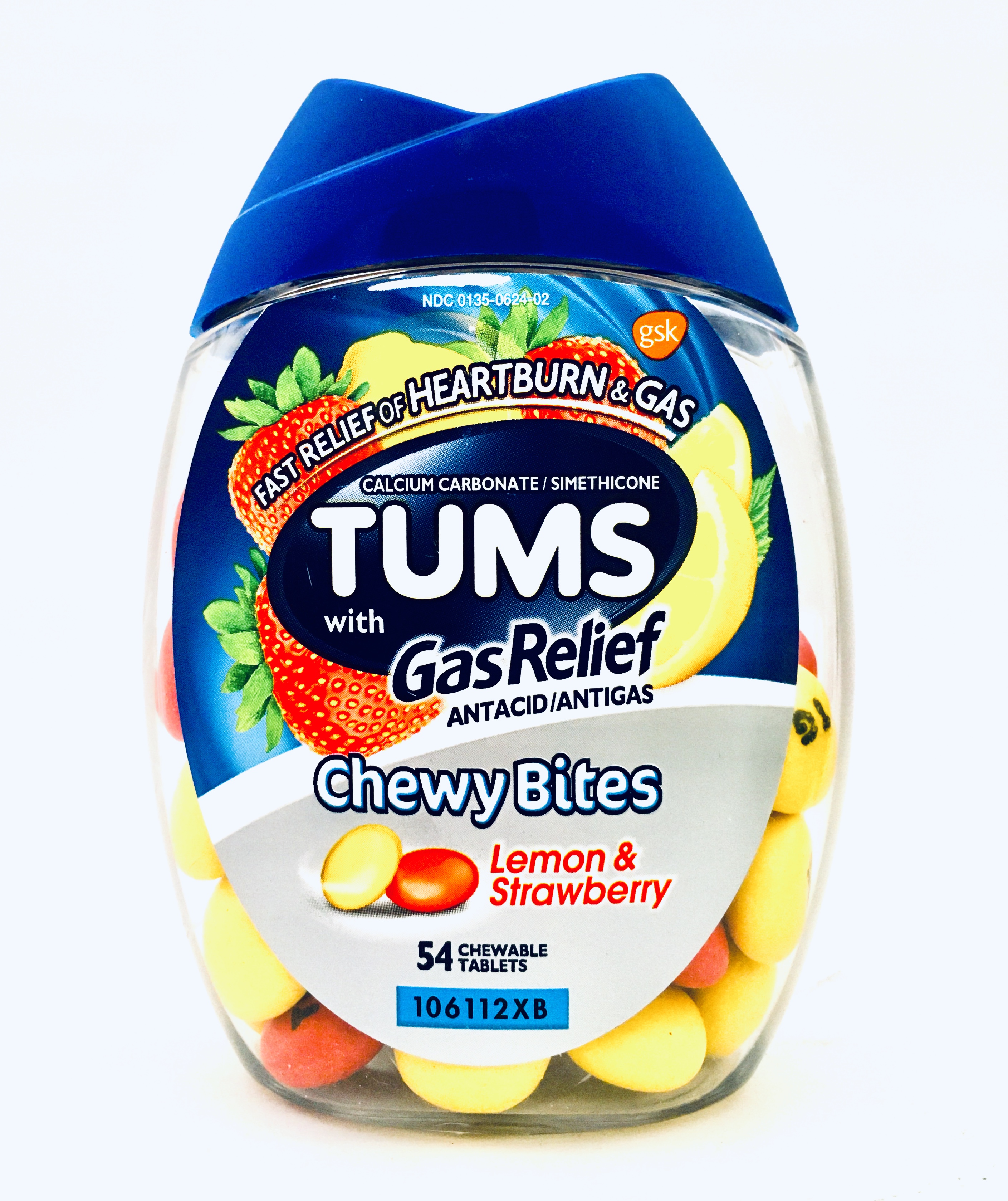 Tums Chewy Bites with Gas Relief, Lemon & Strawberry 54 Chewable