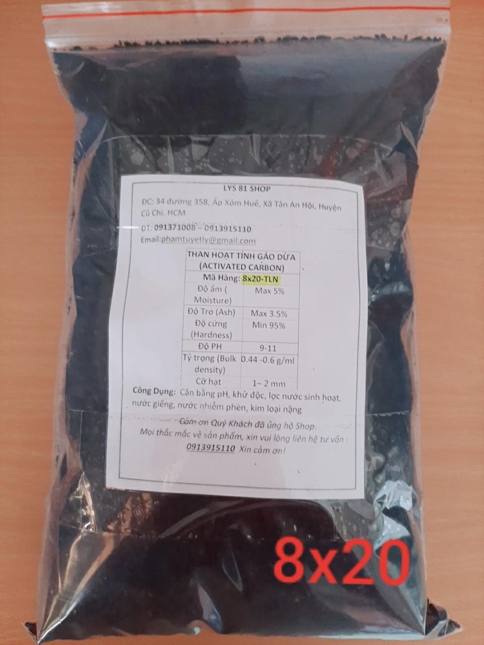1kg Than lọc nước Gáo Dừa(8x20)