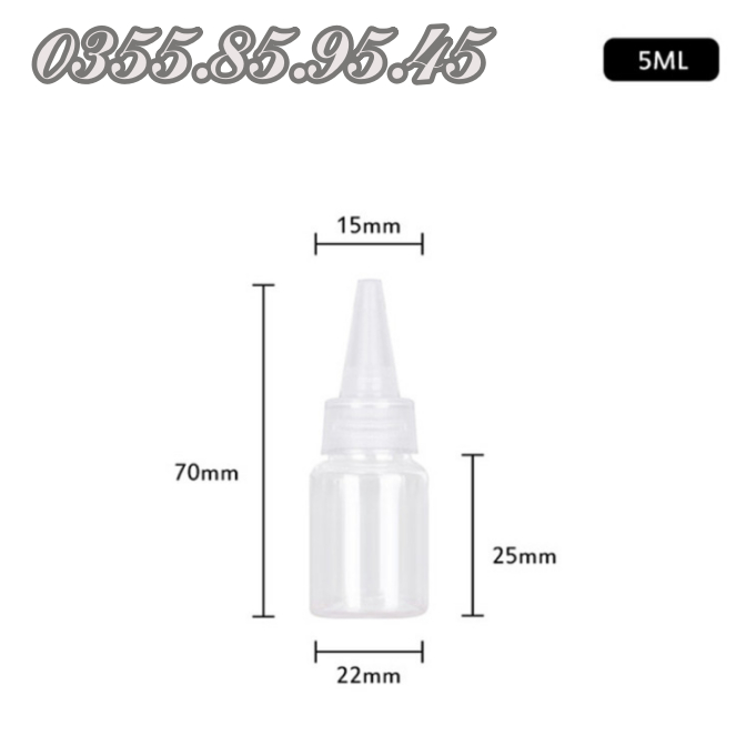 Chai nắp nhọn 5ml / 10ml / 15ml / 20ml / 30ml / 50ml / 100ml - chai lọ nhựa chiết mỹ phẩm, chiết mực nắp nhọn