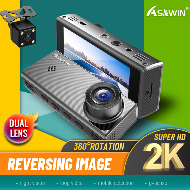 Asawin A5 UHD 2K Camera Dash ống kính kép cho Dvr trên ô tô Máy quay video