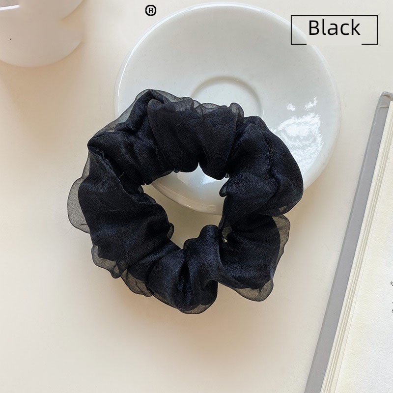 (mới)dây buộc tóc vải voan satin phối ren co giãn thanh lịch