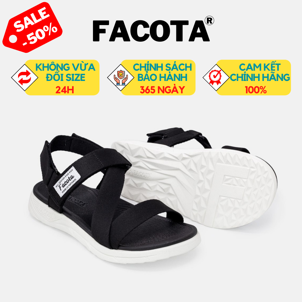 [FACOTA CHÍNH HÃNG] Giày Dép Sandals Facota Nam Nữ Đen Trắng NN02 - Sandal Êm Nhẹ Đẹp