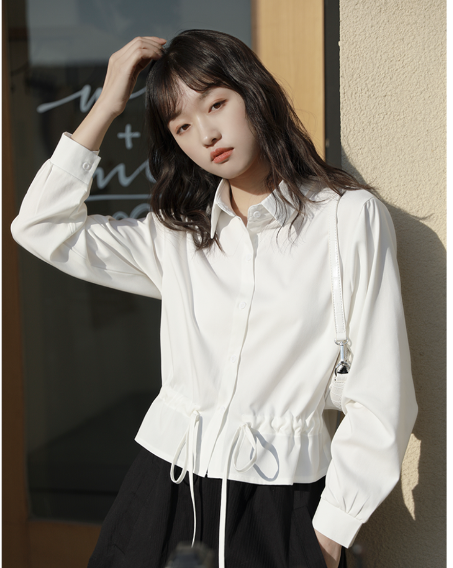 Áo Sơ Mi Nữ Xuu Design, Áo Kiểu Thắt Dây Rút Eo - SM17