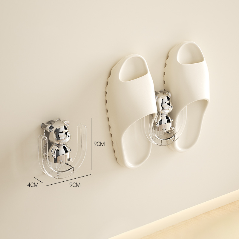 Perforation-free slipper rack Bathroom bathroom wall Shoe storage rack Toilet wall mounted drainable storage hook