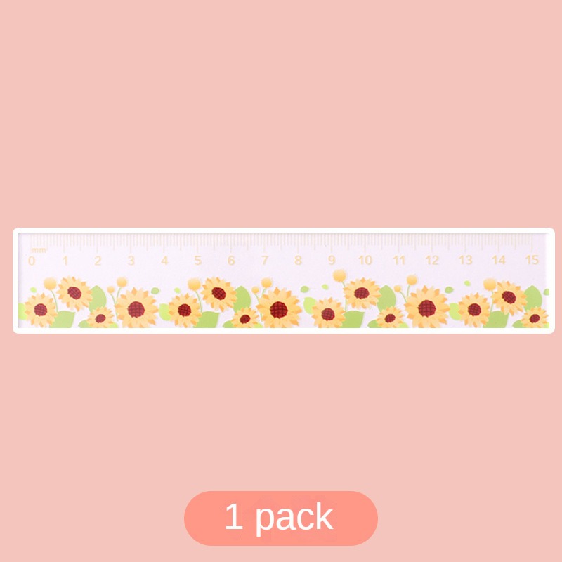 FLEWWER 1PCS Creative Cute Cartoon 15cm Ruler kawaii Flower Pattern Acrylic Ruler Students Measuring Tools School Stationery