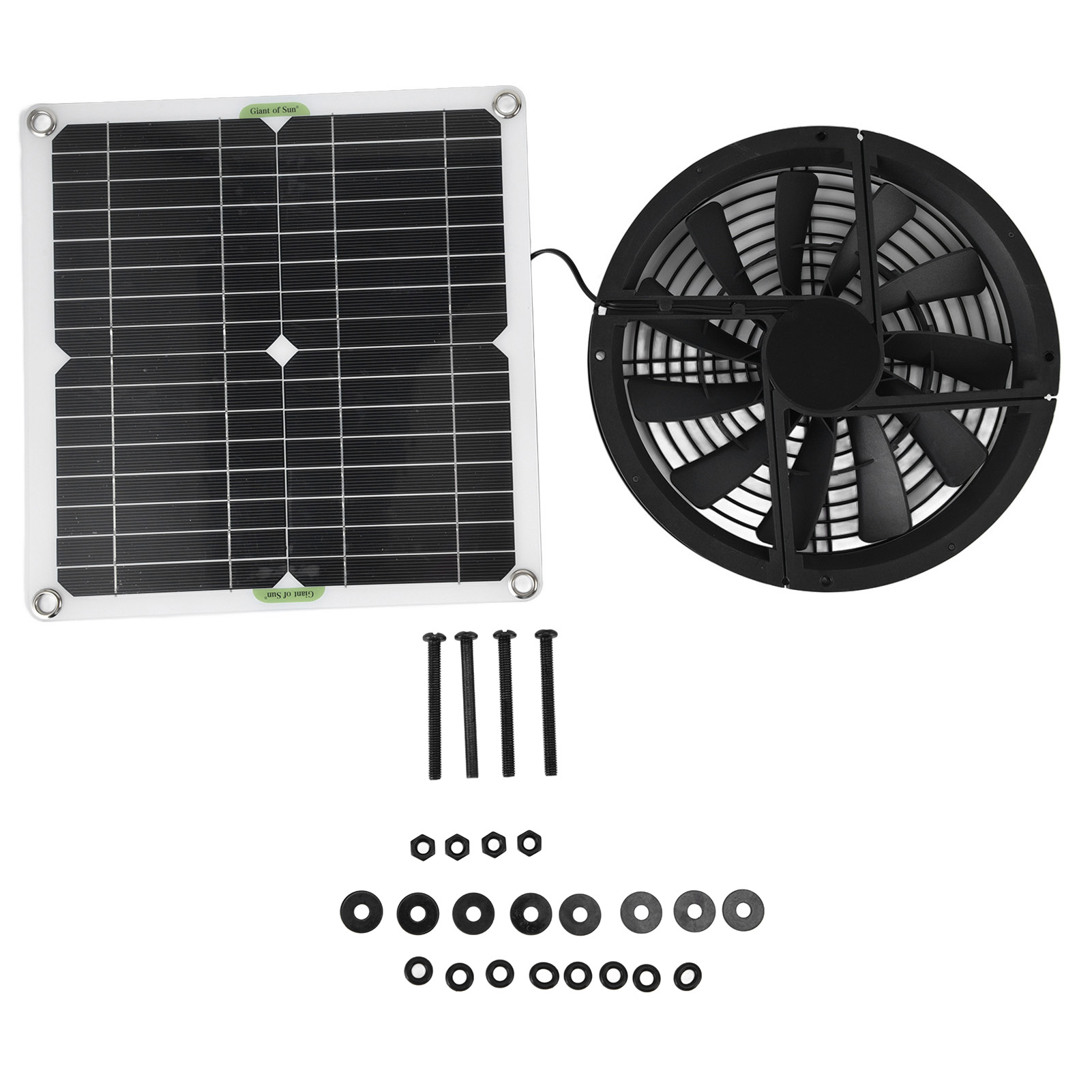 Tấm năng lượng mặt trời Bộ quạt 10in 100W Tấm Pin năng lượng mặt trời chống thấm tấm năng lượng mặt trời Vòng Thông gió Trường hợp quạt hút cho chuồng gà nhà kính đổ
