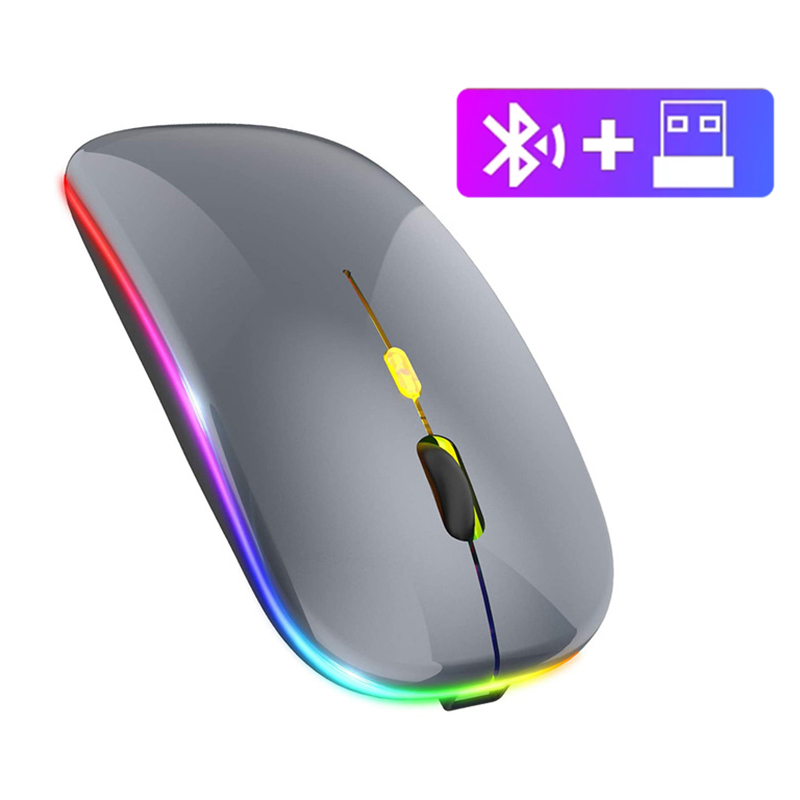 Wireless Mouse 2.4Ghz Bluetooth Rechargeable Mouse Silent LED Backlit Mice PC Laptop Compter