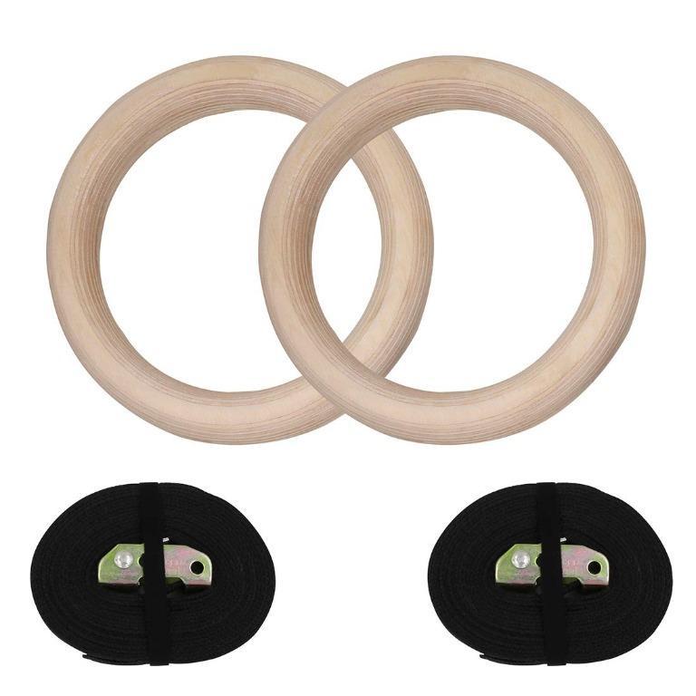 🇸🇬 [READY STOCK] Wooden Gymnastic Rings(pair) Olympic Heavy Duty ...