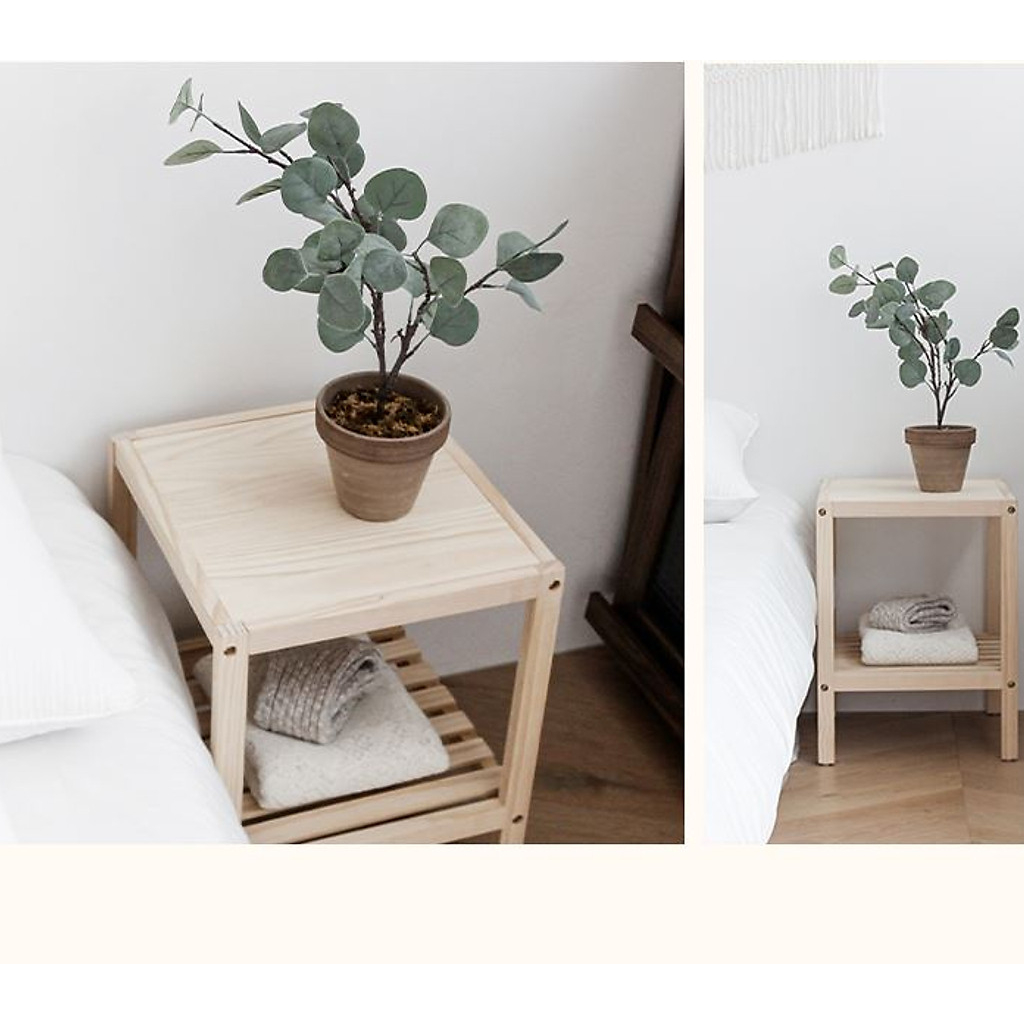 Kệ tab gỗ đầu giường mặt ván 2 tầng Behomes