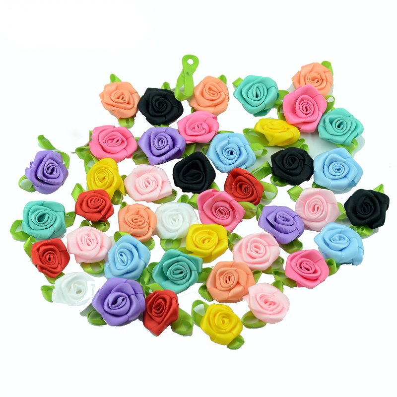 20pcs 3cm Satin Ribbon Artificial Silk Rose Flower Heads For Wedding ...