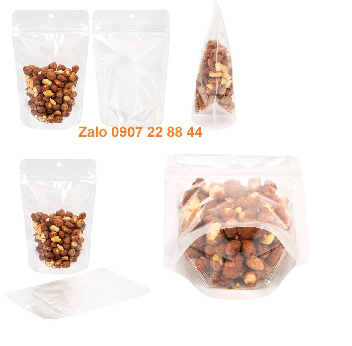 1KG TÚI ZIP ĐÁY ĐỨNG 2 MẶT TRONG SUỐT