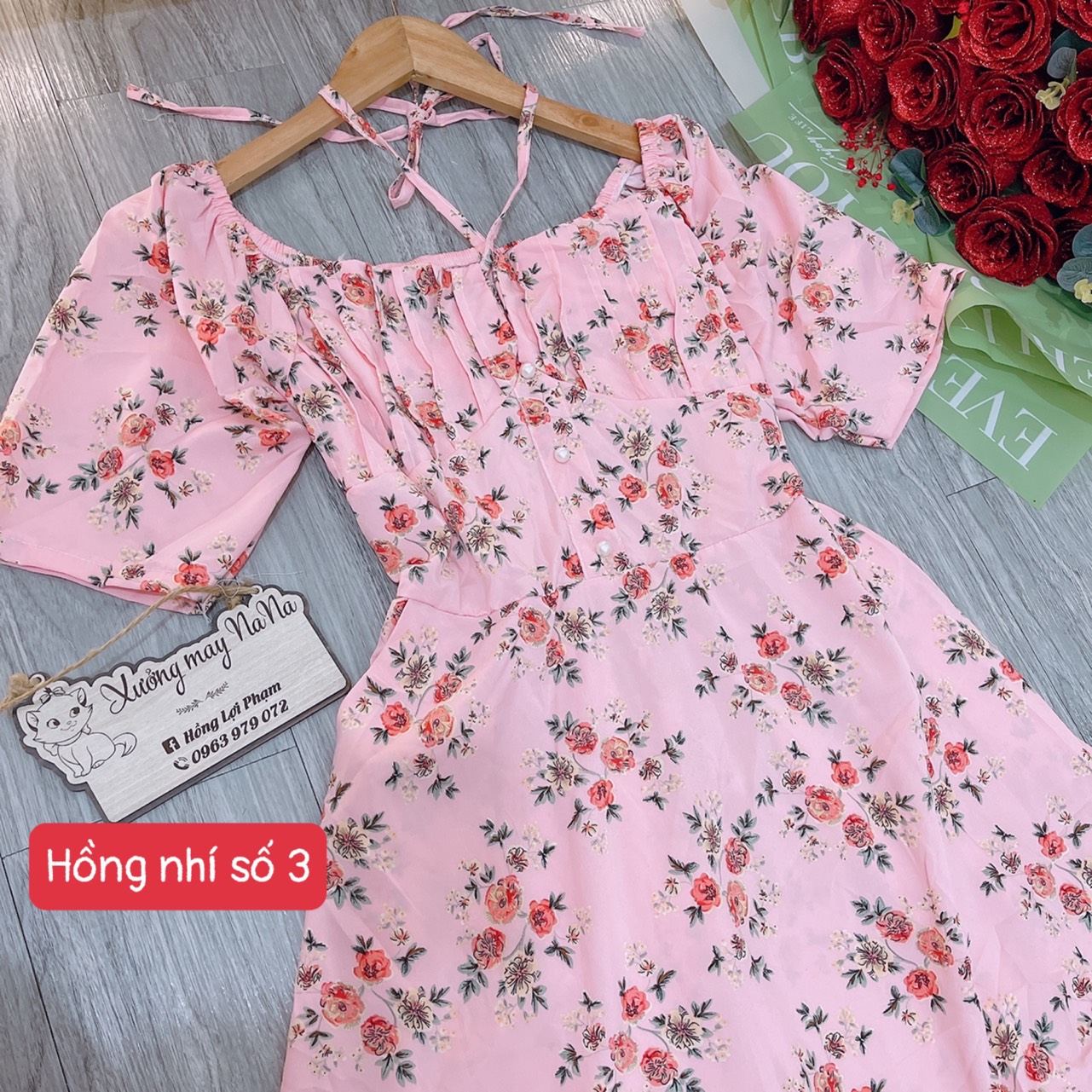 Maxi hoa nhí đính ngọc (hình thật +video)