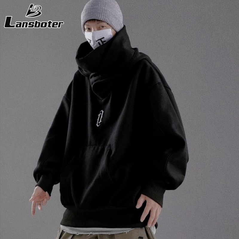 Lansboter Hooded sweatshirt men's turtleneck embroidered coat