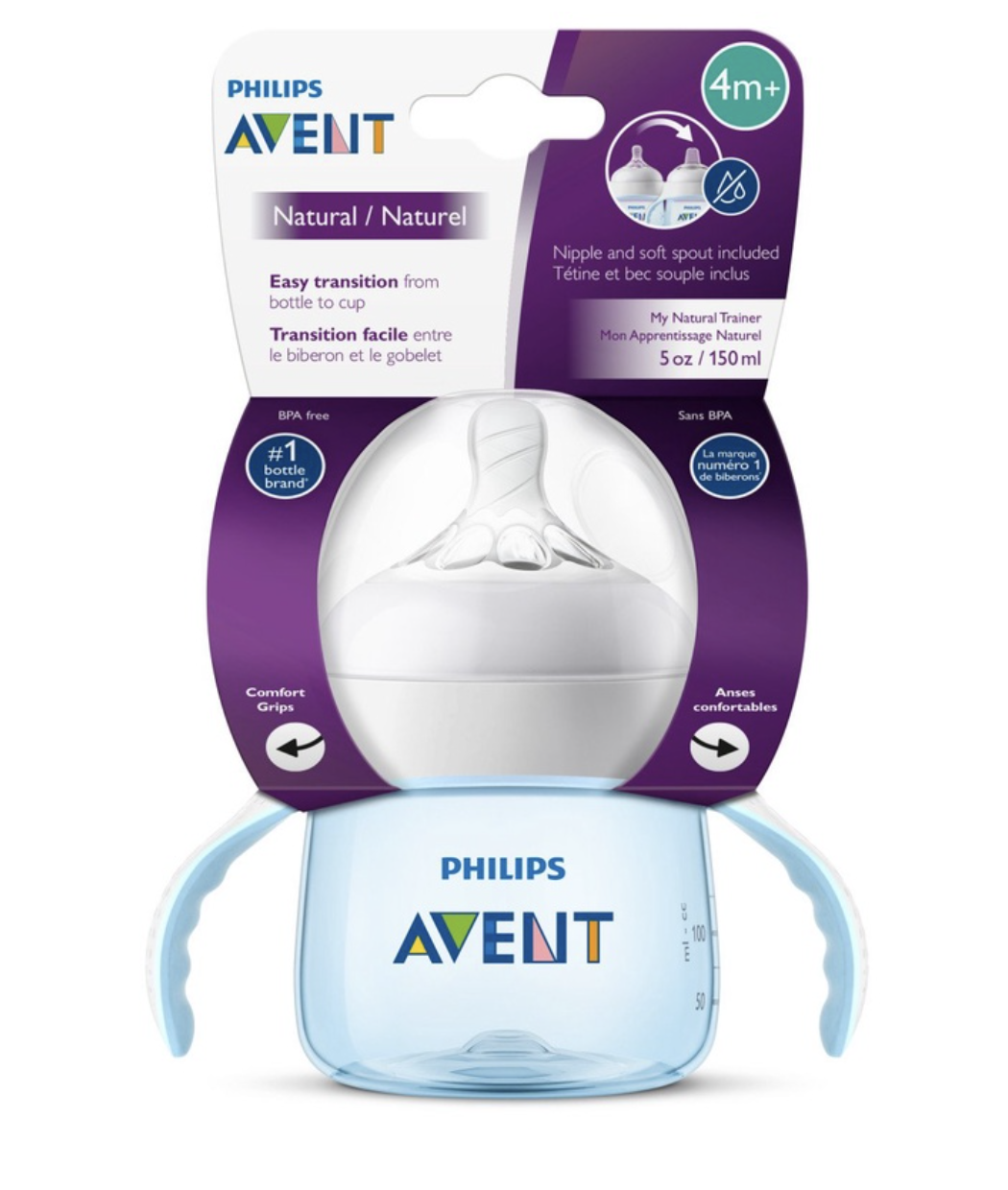 Bình tập uống Avent cánh cụt núm silicone