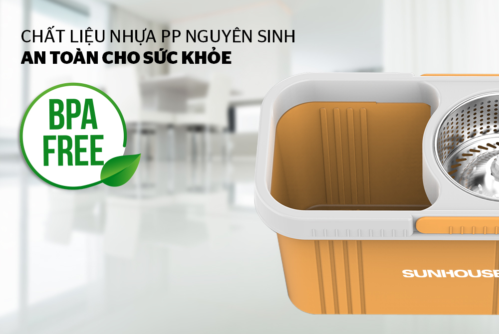 Bộ lau nhà xoay 360 độ SUNHOUSE KS-CL350PO - Bảo hành chính hãng 6 tháng