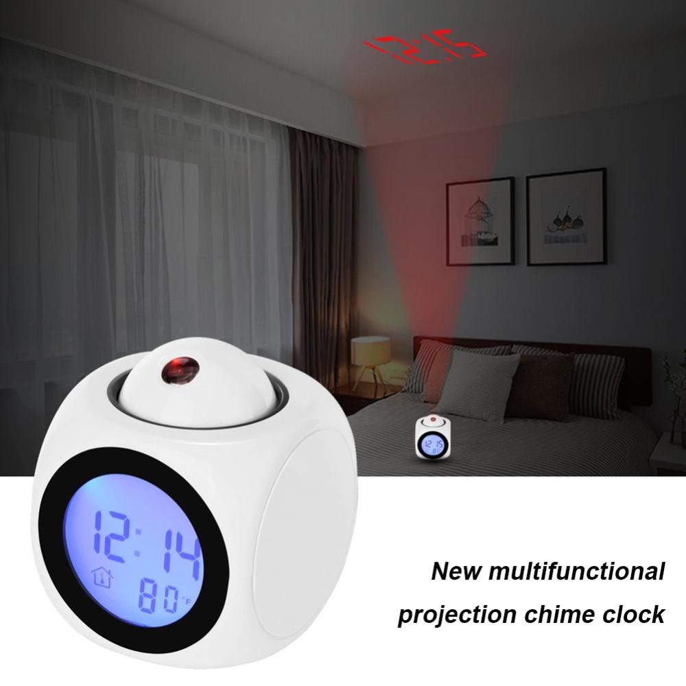 Electronic Alarm Clock Multi-function Digital Projection Alarm Clock LED Temperature Display for Home Bedroom Decoration