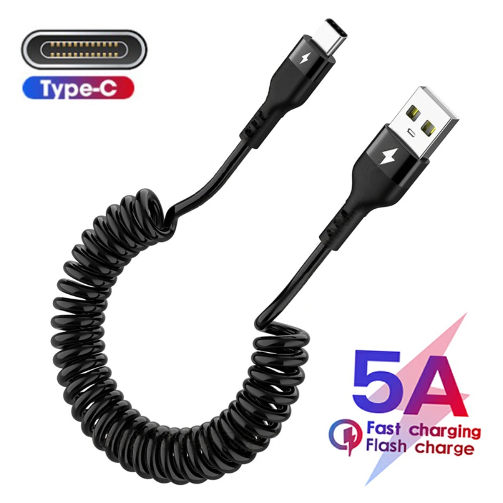 IRCTBV TPU Body Spring Data Cable Resilient Copper Wire Core Mobile Phone Charging Cable Portable Micro USB Fast Charging Data Cable Mobile Phone