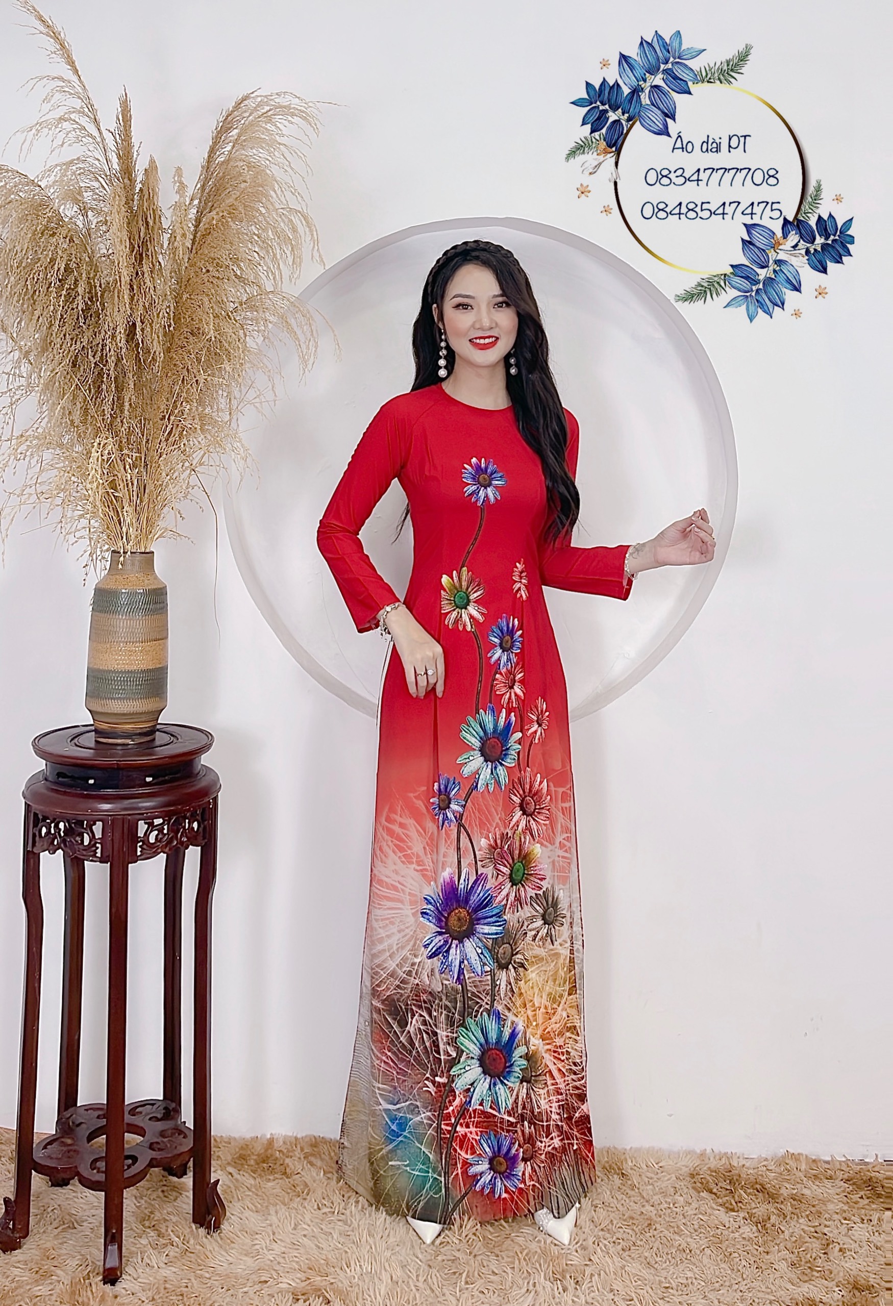ÁO DÀI TRUYỀN THỐNG NỮ HOA LỤA ĐẸP MAY SẴN IN 3D(ảnh thật )