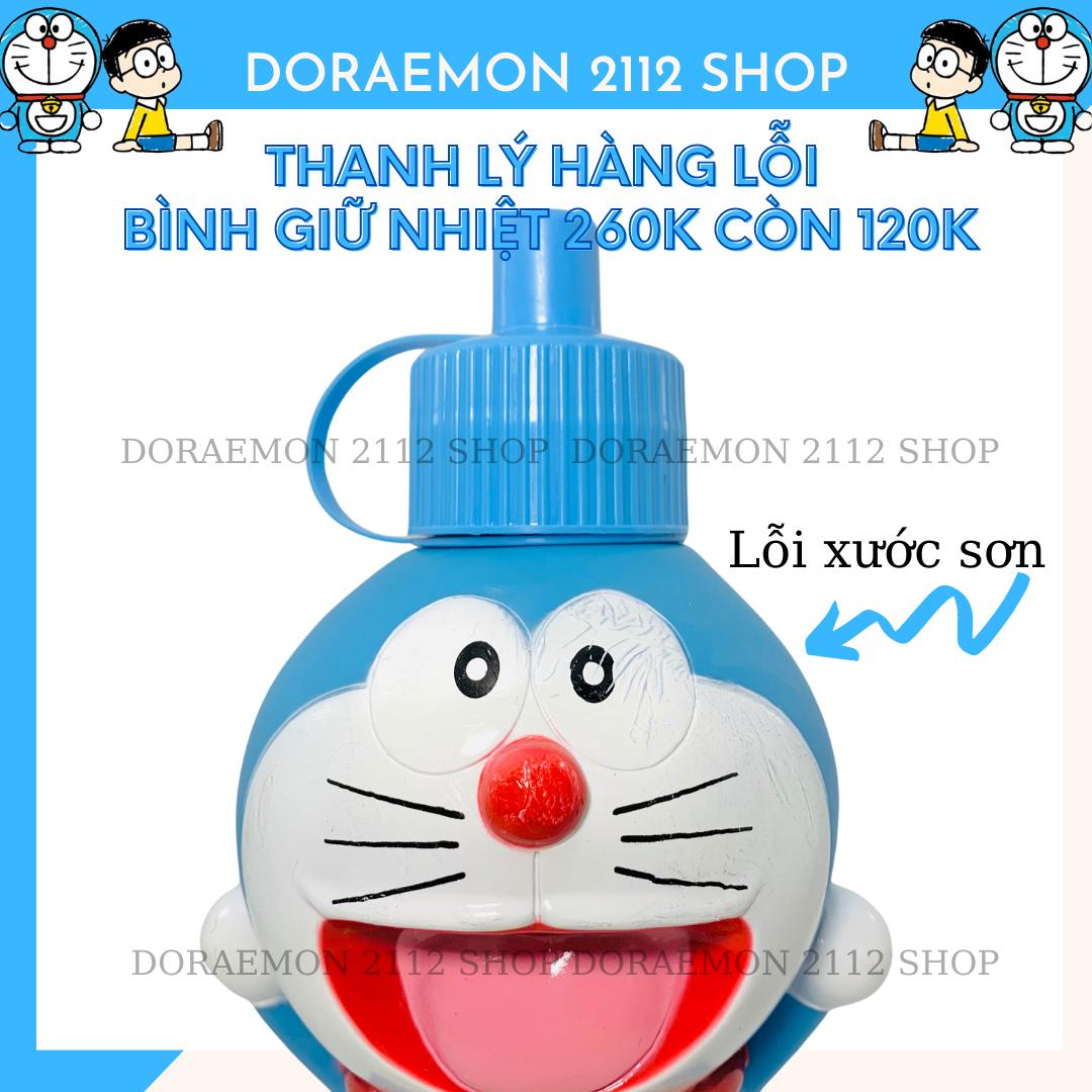 THANH LÝ Bình giữ nhiệt Doraemon 600ml LỖI XƯỚC SƠN