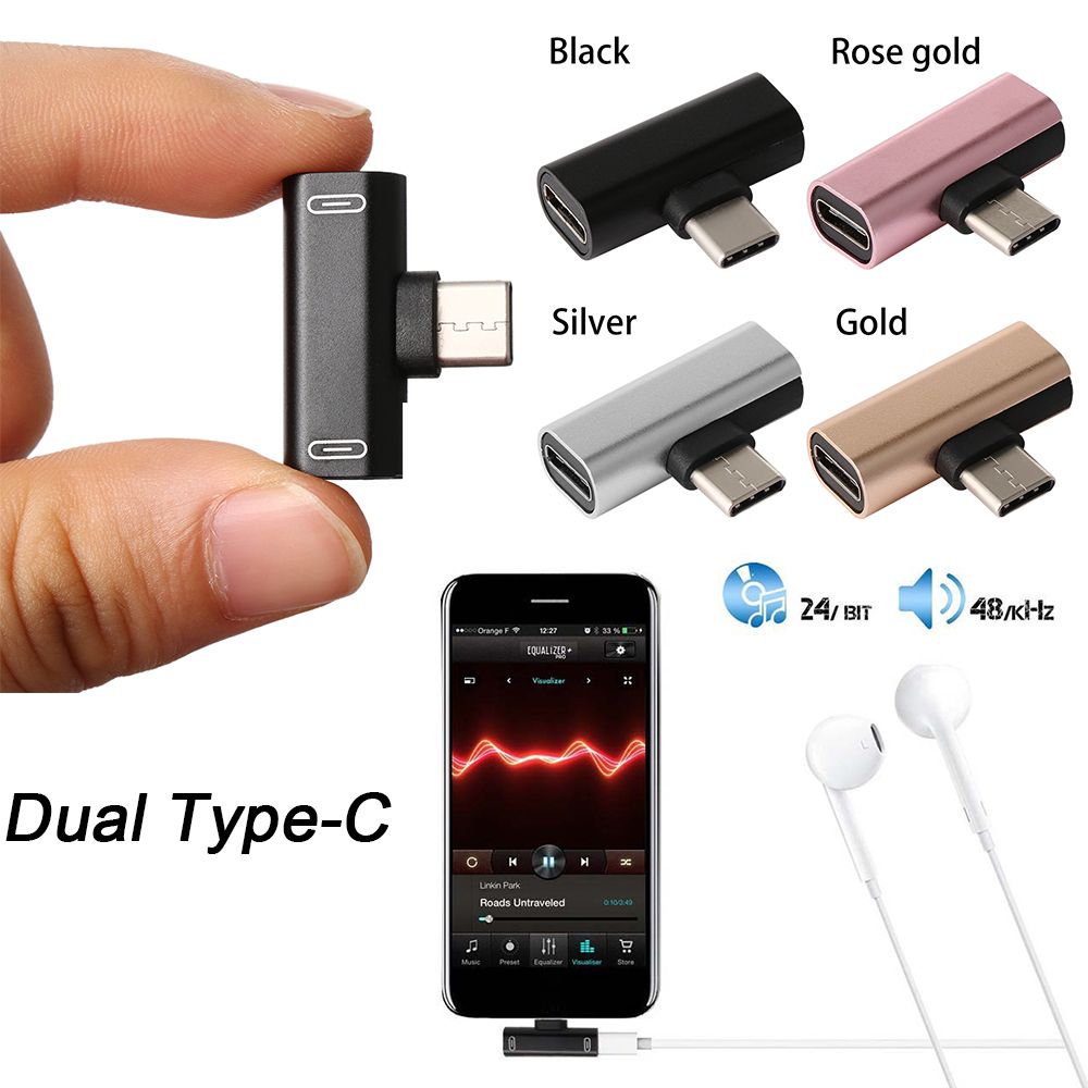 CLMXCA Universal USB C Metal Mini Headphone Jack Audio Convertor AUX Splitter Type-C To Type-C Adapter