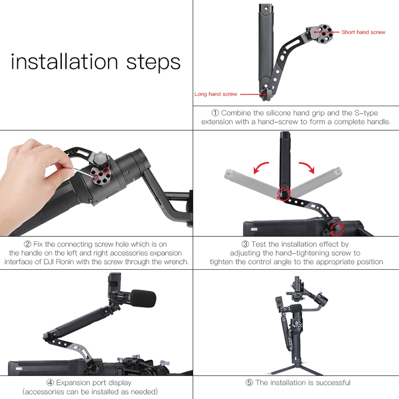 for DJI Ronin S Handheld Gimbal Holder Handle Extension Bracket Gimbal Accessory Handle Sling Grip Mounting Extension Arm
