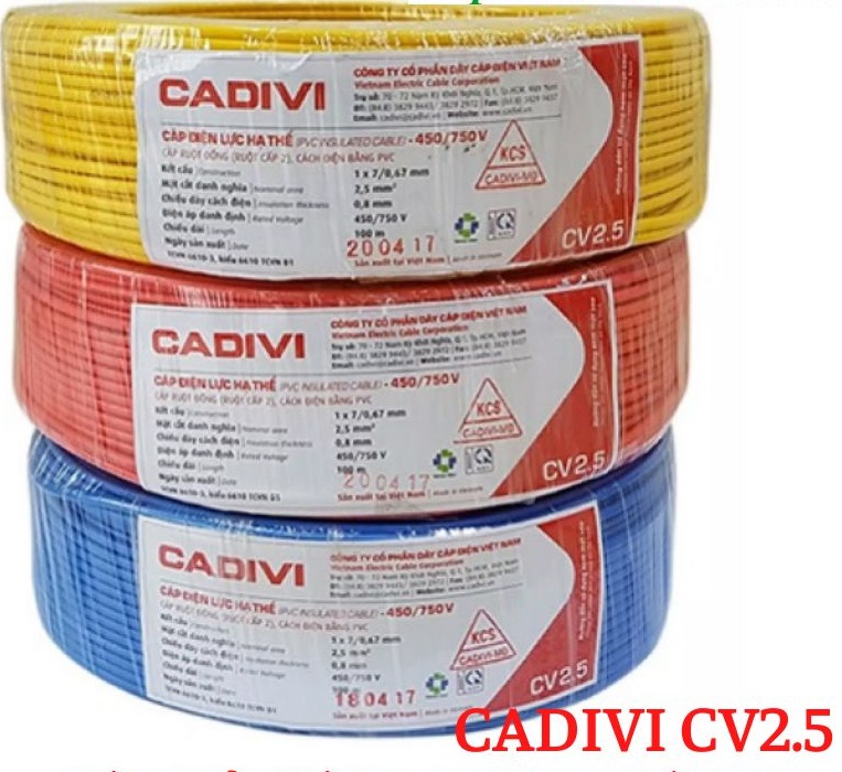 Dây điện đơn 1.0 2.5 4.0 cadivi 100 mét cv4.0